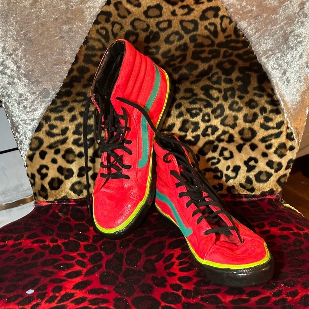Upcycled! Nearly-new VANS hi-top, hand painted/sealed/mortified by me!
